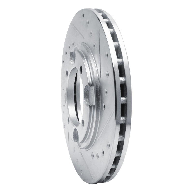 R1 92-98 Hyundai TIBURON Front Right Drilled & Slotted Silver Brake Rotor-Brake Rotors - Slot & Drilled-Grocery Getter Performance
