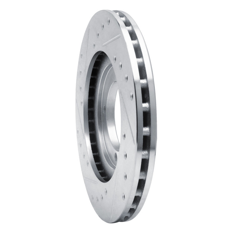 R1 92-98 Hyundai TIBURON Front Right Drilled & Slotted Silver Brake Rotor-Brake Rotors - Slot & Drilled-Grocery Getter Performance