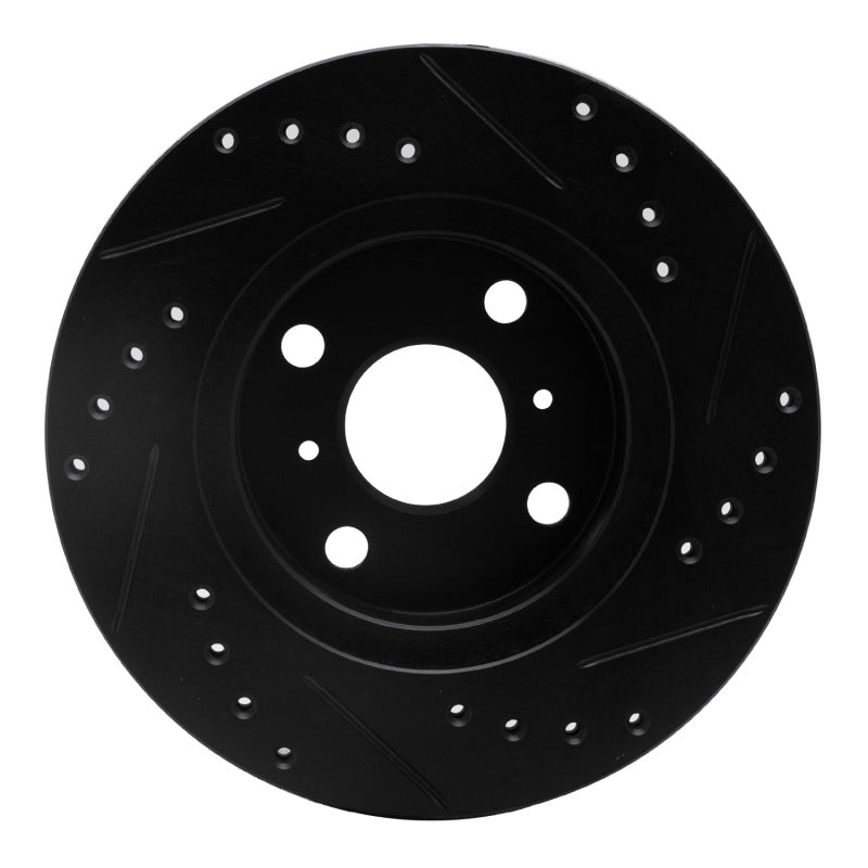 R1 93-02 Chevrolet Prizm Front Left Drilled & Slotted Black Brake Rotor-Brake Rotors - Slot & Drilled-Grocery Getter Performance
