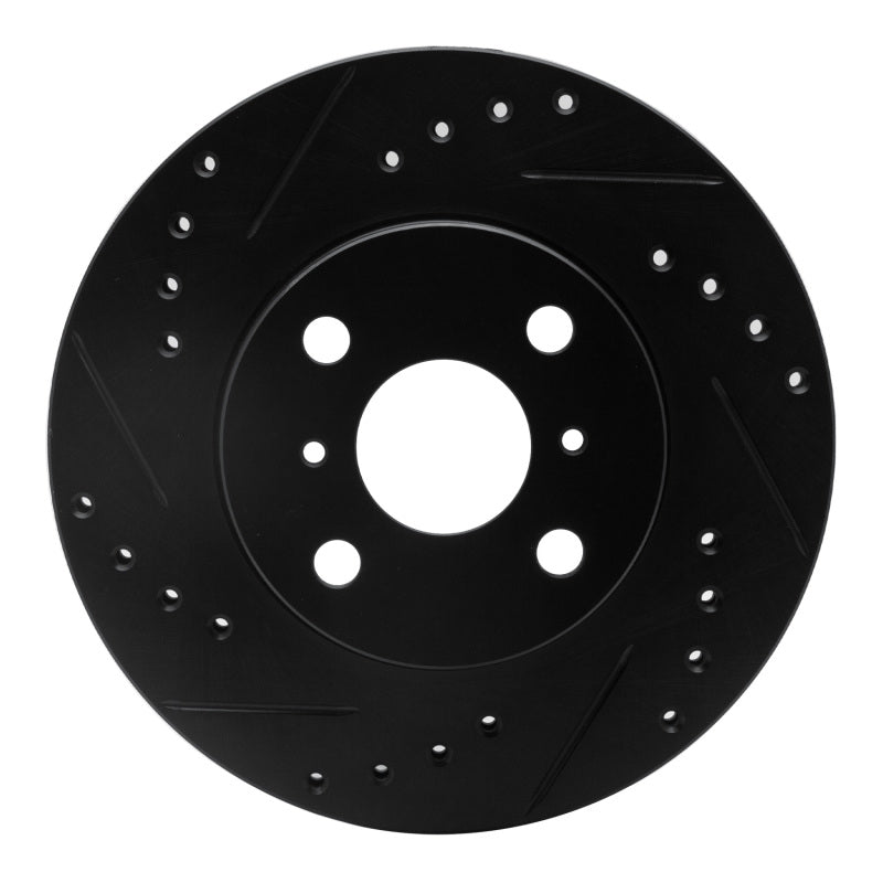 R1 93-02 Chevrolet Prizm Front Left Drilled & Slotted Black Brake Rotor-Brake Rotors - Slot & Drilled-Grocery Getter Performance