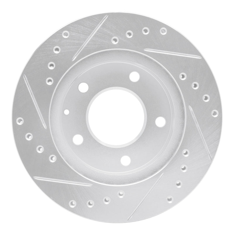 R1 93-03 Ford Probe Front Right Drilled & Slotted Silver Brake Rotor-Brake Rotors - Slot & Drilled-Grocery Getter Performance