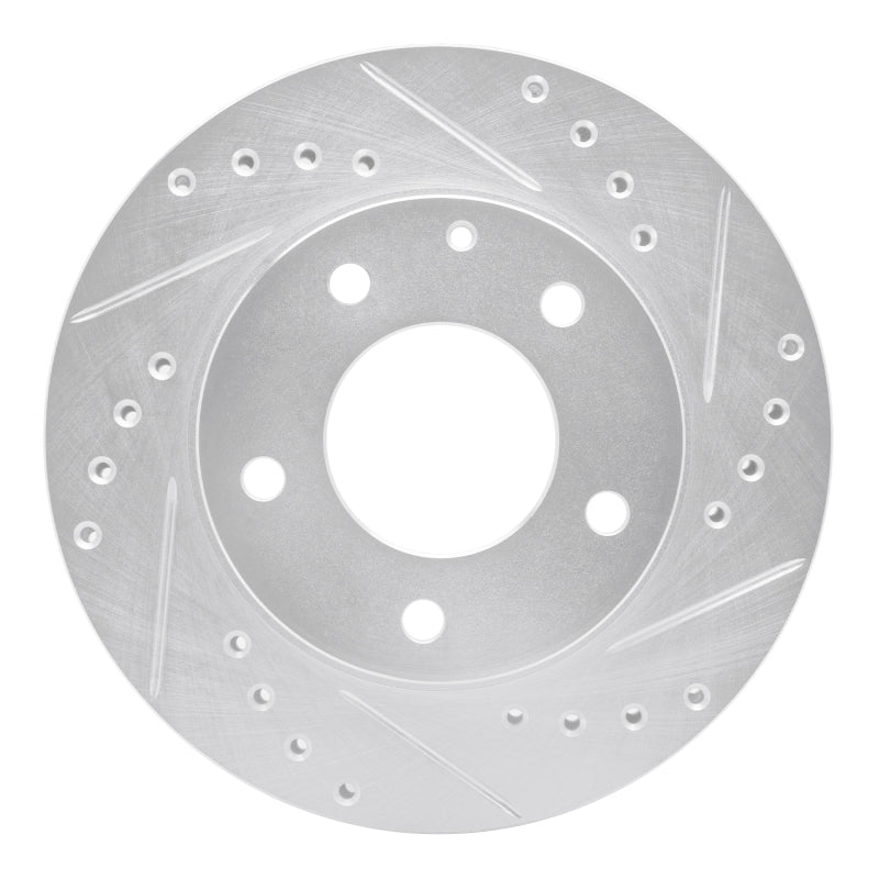 R1 93-03 Ford Probe Front Right Drilled & Slotted Silver Brake Rotor-Brake Rotors - Slot & Drilled-Grocery Getter Performance