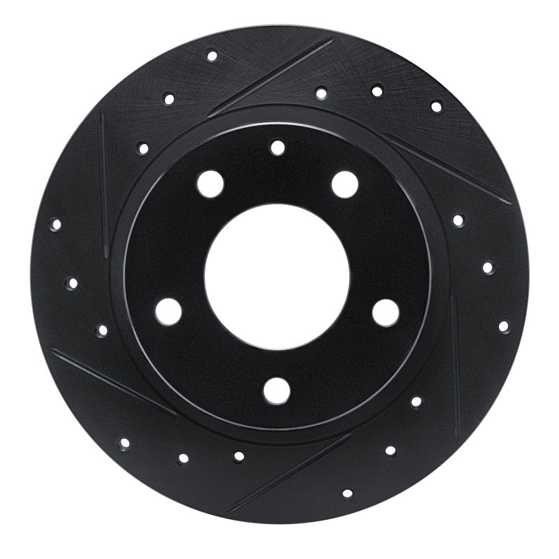 R1 93-03 Ford Probe Rear Left Drilled & Slotted Black Brake Rotor-Brake Rotors - Slot & Drilled-Grocery Getter Performance