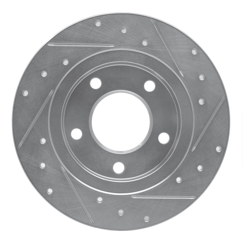 R1 93-03 Ford Probe Rear Left Drilled & Slotted Silver Brake Rotor-Brake Rotors - Slot & Drilled-Grocery Getter Performance