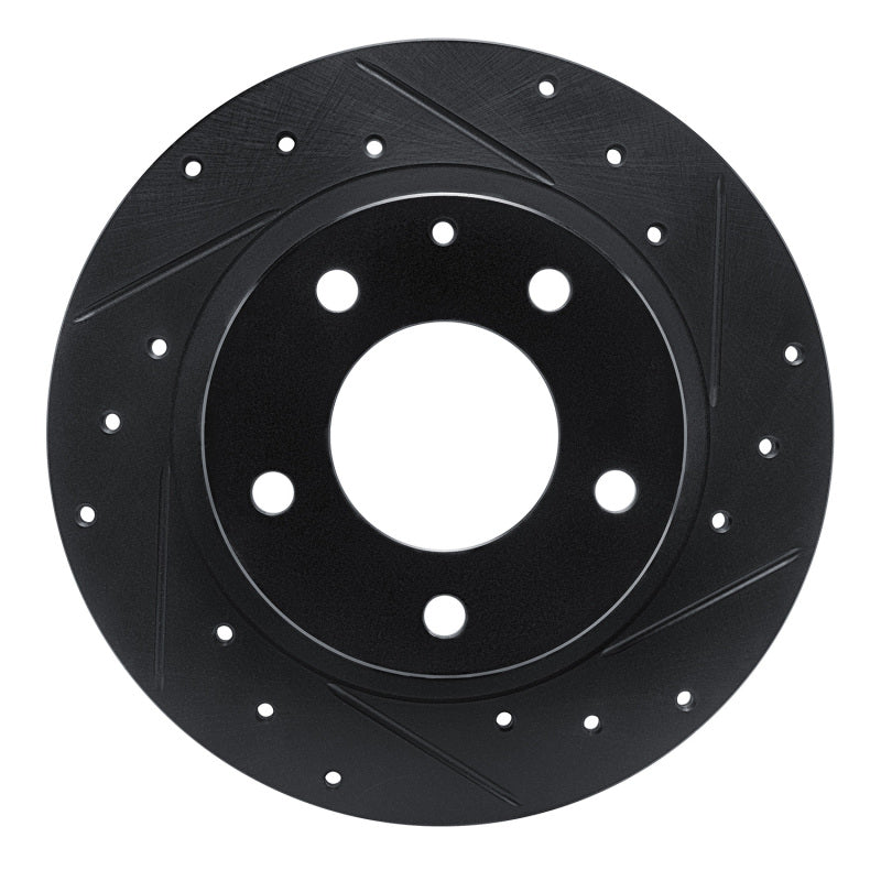 R1 93-03 Ford Probe Rear Right Drilled & Slotted Black Brake Rotor-Brake Rotors - Slot & Drilled-Grocery Getter Performance