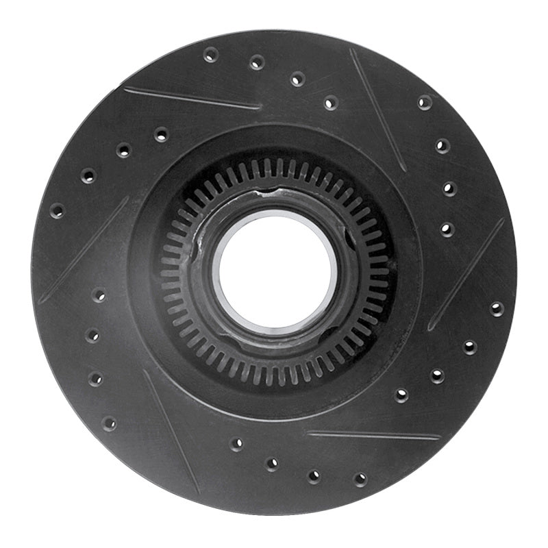 R1 93-94 Ford Explorer Front Left Drilled & Slotted Black Brake Rotor-Brake Rotors - Slot & Drilled-Grocery Getter Performance
