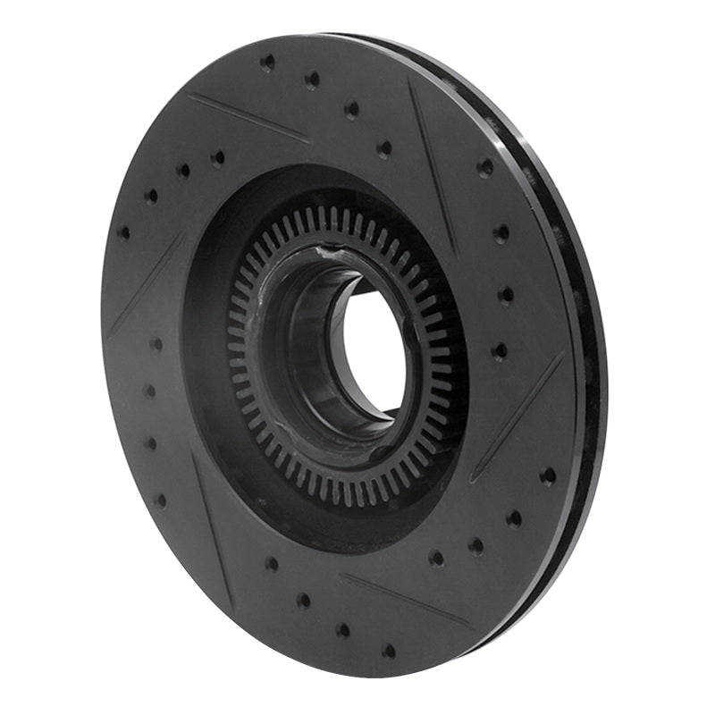 R1 93-94 Ford Explorer Front Left Drilled & Slotted Black Brake Rotor-Brake Rotors - Slot & Drilled-Grocery Getter Performance