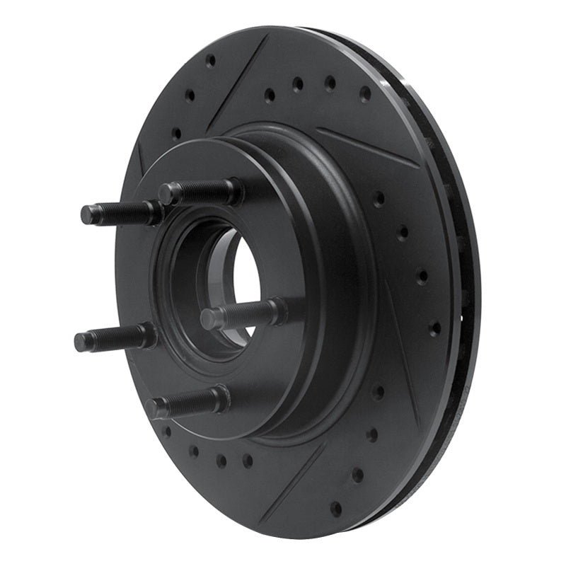 R1 93-94 Ford Explorer Front Left Drilled & Slotted Black Brake Rotor-Brake Rotors - Slot & Drilled-Grocery Getter Performance