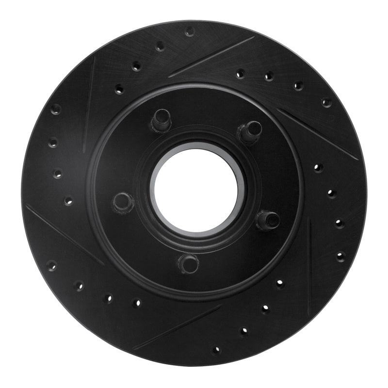 R1 93-94 Ford Explorer Front Left Drilled & Slotted Black Brake Rotor-Brake Rotors - Slot & Drilled-Grocery Getter Performance