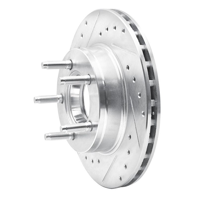 R1 93-94 Ford Explorer Front Left Drilled & Slotted Silver Brake Rotor-Brake Rotors - Slot & Drilled-Grocery Getter Performance