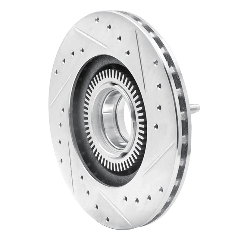 R1 93-94 Ford Explorer Front Left Drilled & Slotted Silver Brake Rotor-Brake Rotors - Slot & Drilled-Grocery Getter Performance