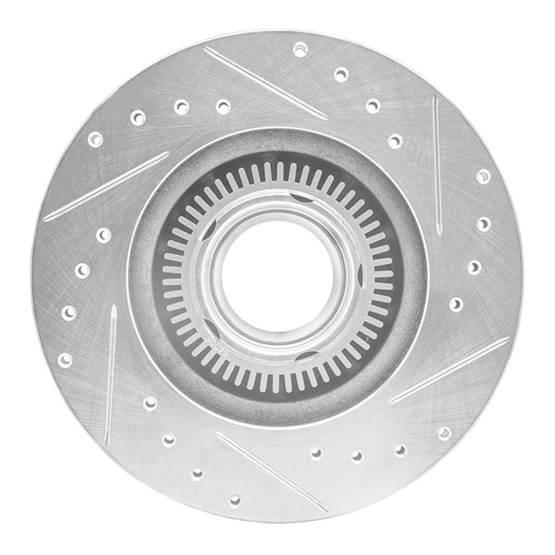 R1 93-94 Ford Explorer Front Left Drilled & Slotted Silver Brake Rotor-Brake Rotors - Slot & Drilled-Grocery Getter Performance