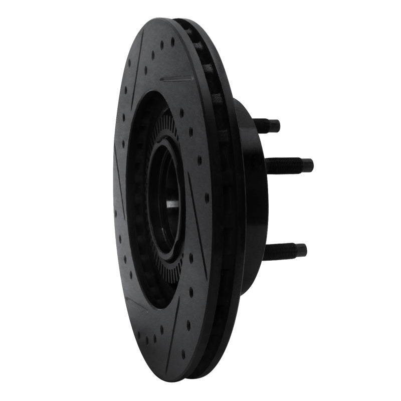 R1 93-94 Ford Explorer Front Right Drilled & Slotted Black Brake Rotor-Brake Rotors - Slot & Drilled-Grocery Getter Performance