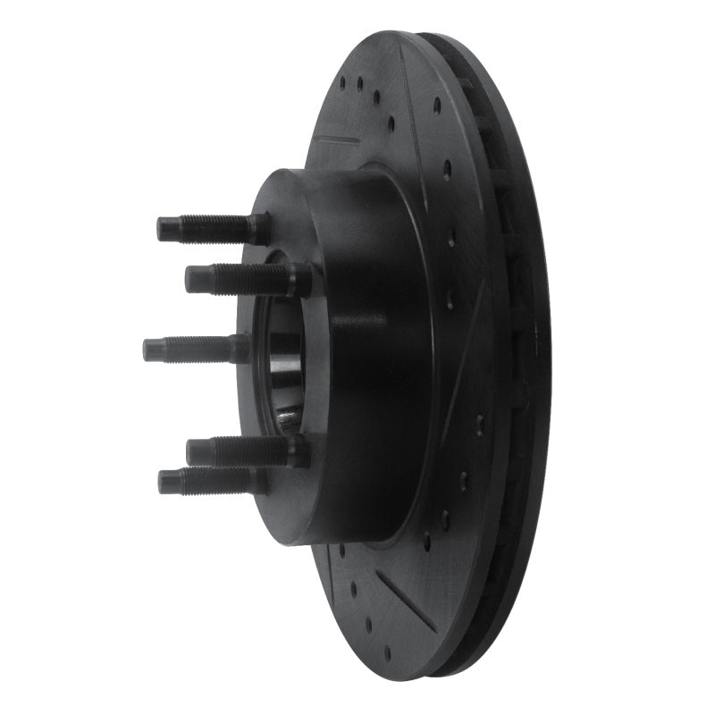 R1 93-94 Ford Explorer Front Right Drilled & Slotted Black Brake Rotor-Brake Rotors - Slot & Drilled-Grocery Getter Performance