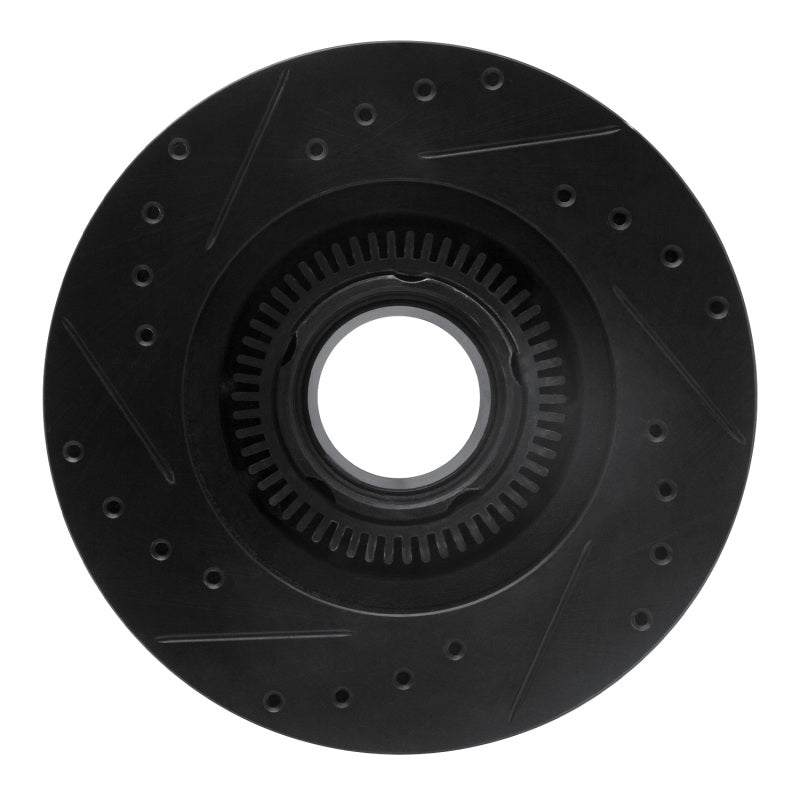 R1 93-94 Ford Explorer Front Right Drilled & Slotted Black Brake Rotor-Brake Rotors - Slot & Drilled-Grocery Getter Performance
