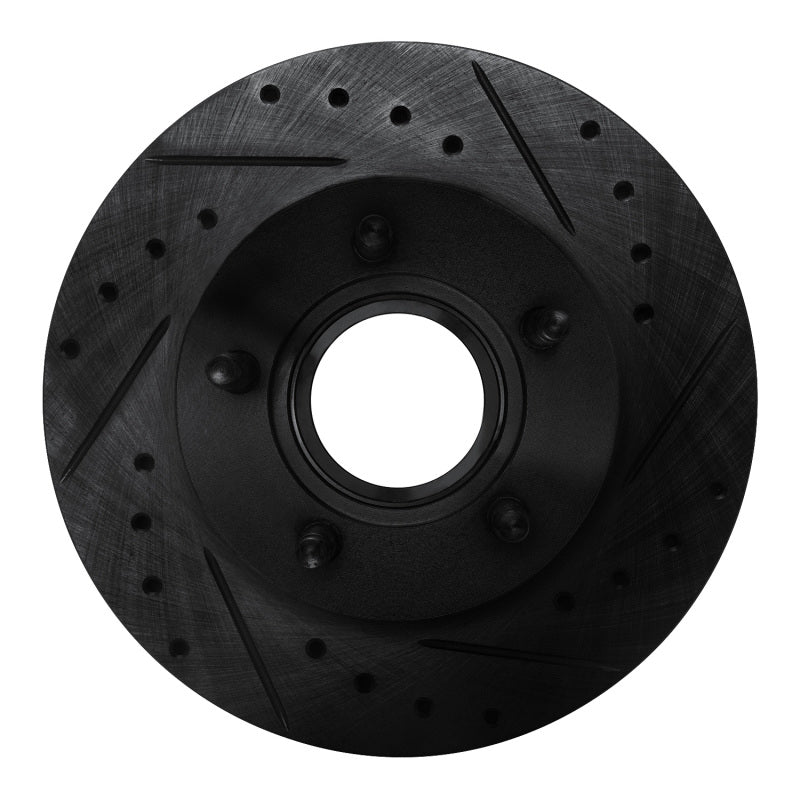 R1 93-94 Ford Explorer Front Right Drilled & Slotted Black Brake Rotor-Brake Rotors - Slot & Drilled-Grocery Getter Performance