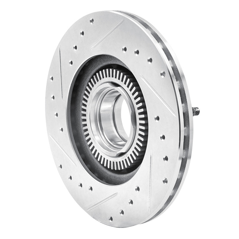 R1 93-94 Ford Explorer Front Right Drilled & Slotted Silver Brake Rotor-Brake Rotors - Slot & Drilled-Grocery Getter Performance