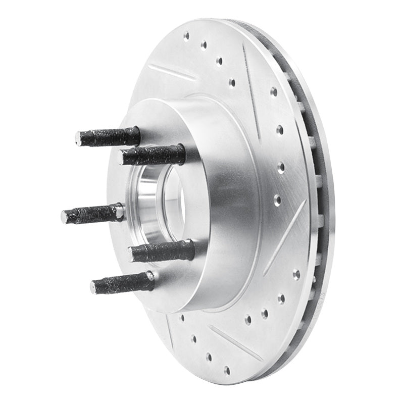 R1 93-94 Ford Explorer Front Right Drilled & Slotted Silver Brake Rotor-Brake Rotors - Slot & Drilled-Grocery Getter Performance