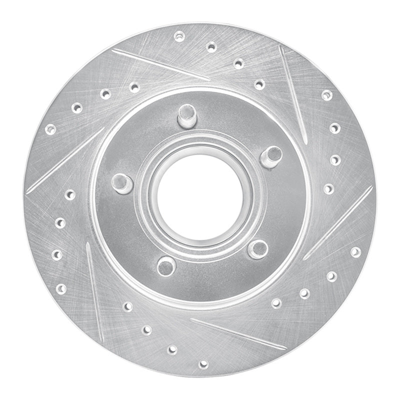 R1 93-94 Ford Explorer Front Right Drilled & Slotted Silver Brake Rotor-Brake Rotors - Slot & Drilled-Grocery Getter Performance