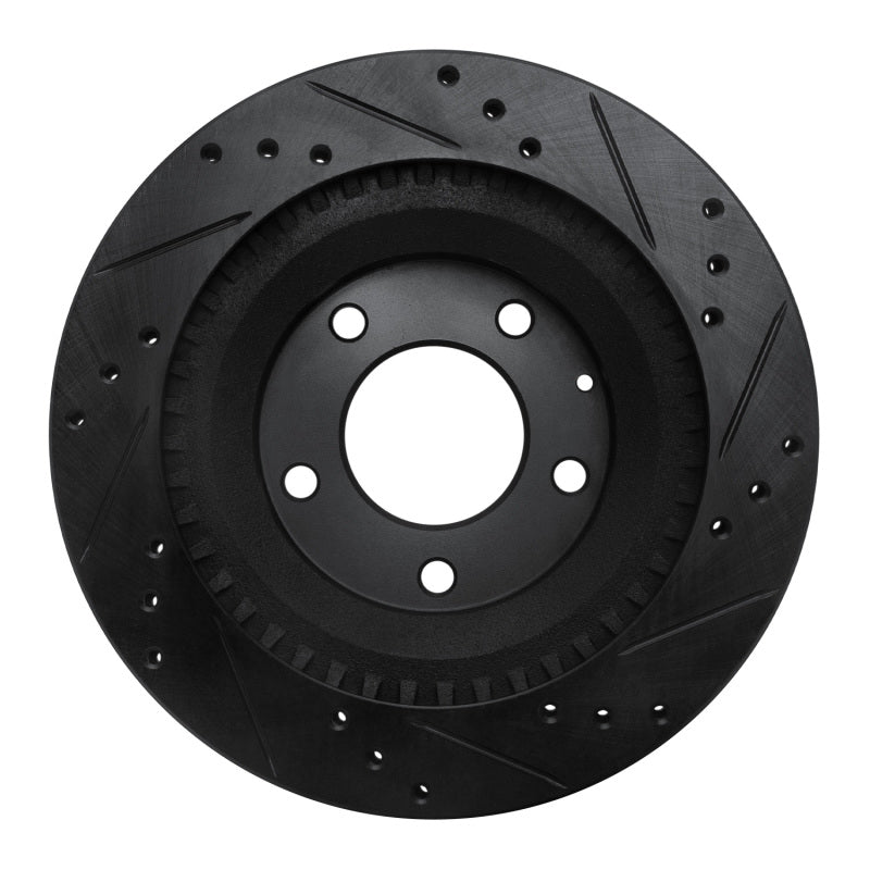 R1 93-95 Mazda RX-7 Rear Left Drilled & Slotted Black Brake Rotor-Brake Rotors - Slot & Drilled-Grocery Getter Performance