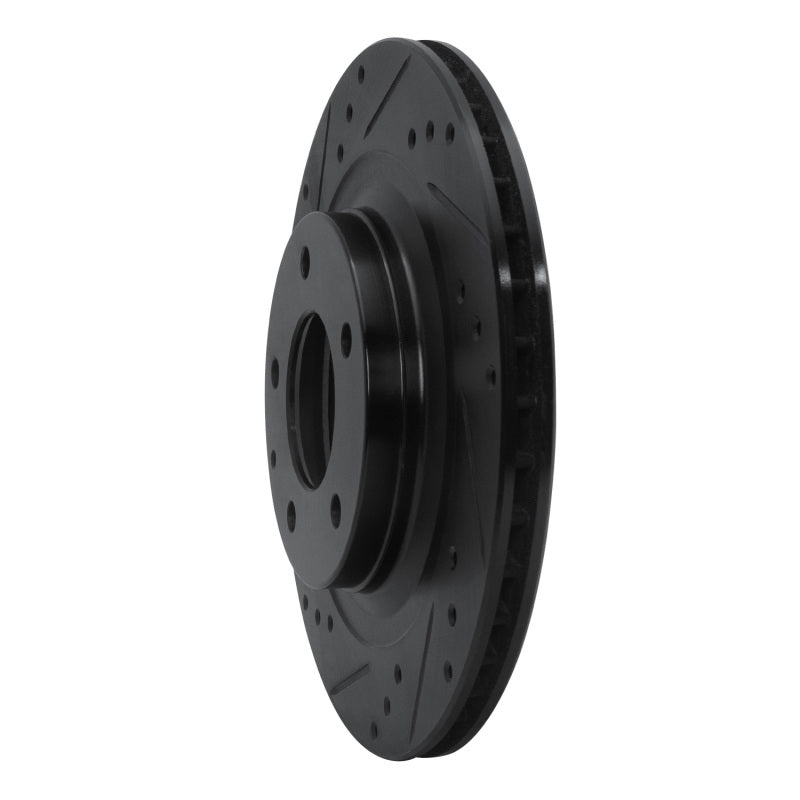 R1 93-95 Mazda RX-7 Rear Left Drilled & Slotted Black Brake Rotor-Brake Rotors - Slot & Drilled-Grocery Getter Performance