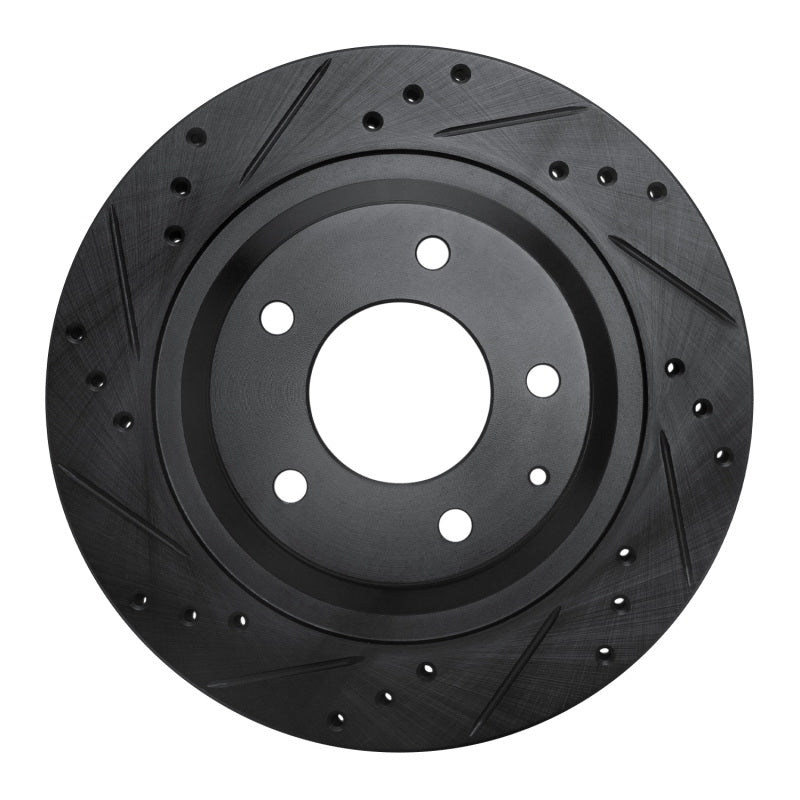 R1 93-95 Mazda RX-7 Rear Left Drilled & Slotted Black Brake Rotor-Brake Rotors - Slot & Drilled-Grocery Getter Performance