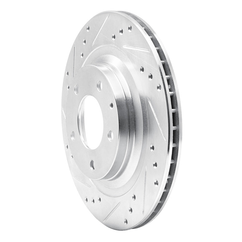 R1 93-95 Mazda RX-7 Rear Left Drilled & Slotted Silver Brake Rotor-Brake Rotors - Slot & Drilled-Grocery Getter Performance