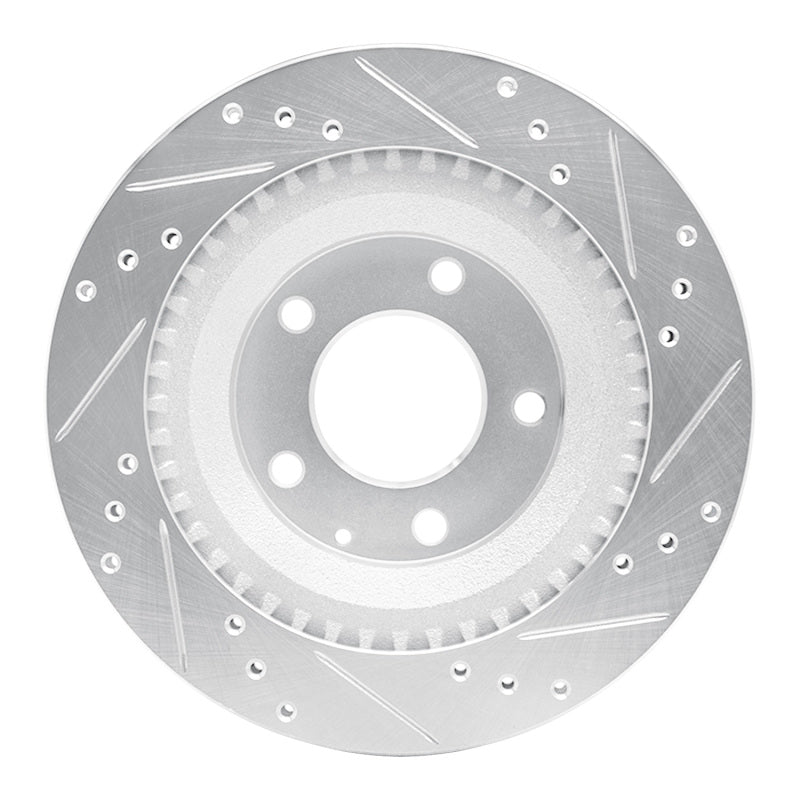 R1 93-95 Mazda RX-7 Rear Left Drilled & Slotted Silver Brake Rotor-Brake Rotors - Slot & Drilled-Grocery Getter Performance