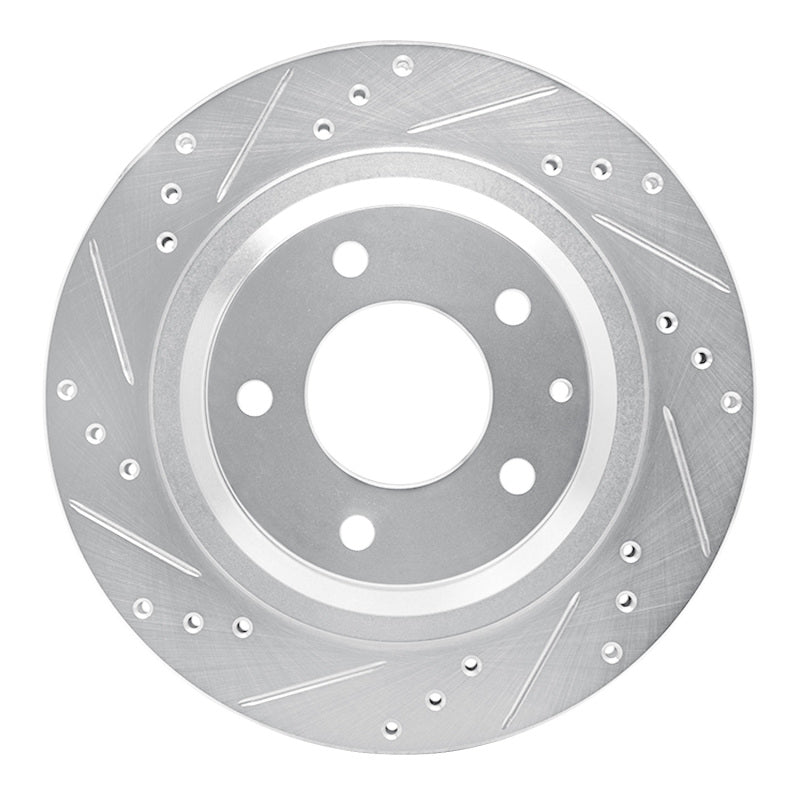 R1 93-95 Mazda RX-7 Rear Left Drilled & Slotted Silver Brake Rotor-Brake Rotors - Slot & Drilled-Grocery Getter Performance