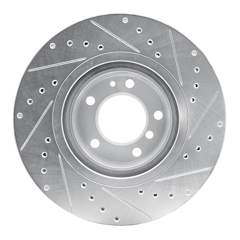 R1 93-97 BMW 850CI Front Left Drilled & Slotted Silver Brake Rotor-Brake Rotors - Slot & Drilled-Grocery Getter Performance
