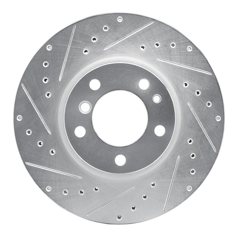 R1 93-97 BMW 850CI Front Left Drilled & Slotted Silver Brake Rotor-Brake Rotors - Slot & Drilled-Grocery Getter Performance