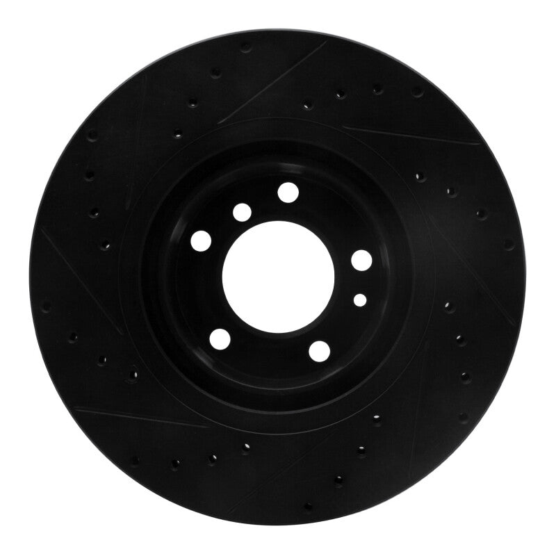 R1 93-97 BMW 850CI Front Right Drilled & Slotted Black Brake Rotor-Brake Rotors - Slot & Drilled-Grocery Getter Performance