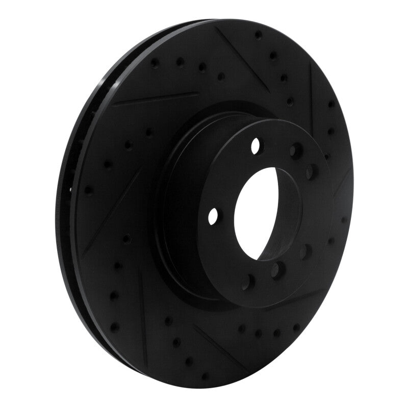 R1 93-97 BMW 850CI Front Right Drilled & Slotted Black Brake Rotor-Brake Rotors - Slot & Drilled-Grocery Getter Performance