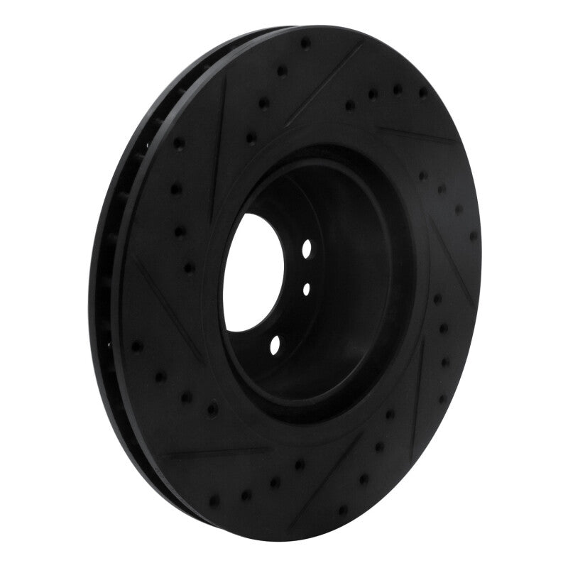 R1 93-97 BMW 850CI Front Right Drilled & Slotted Black Brake Rotor-Brake Rotors - Slot & Drilled-Grocery Getter Performance