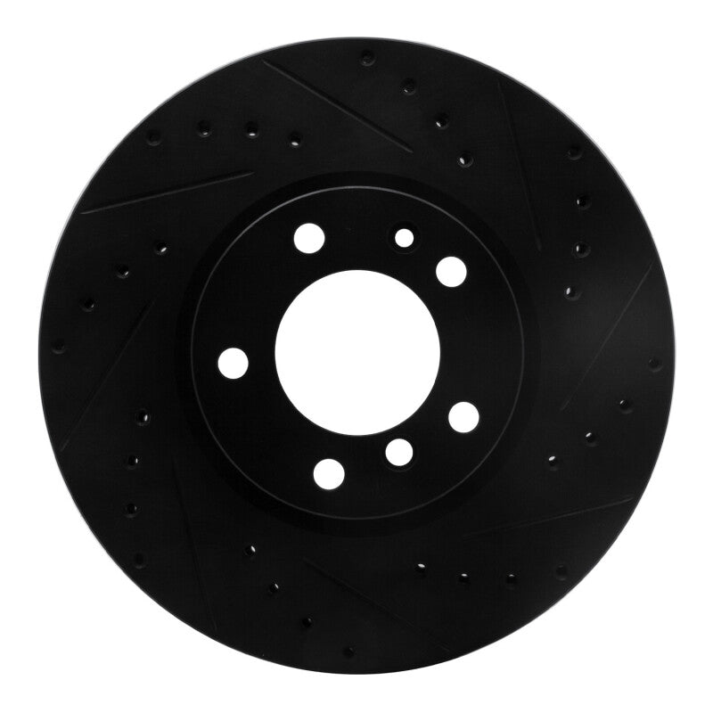 R1 93-97 BMW 850CI Front Right Drilled & Slotted Black Brake Rotor-Brake Rotors - Slot & Drilled-Grocery Getter Performance