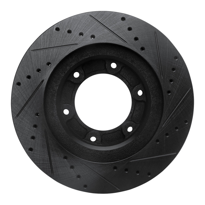 R1 93-97 Lexus LX450 Front Left Drilled & Slotted Black Brake Rotor-Brake Rotors - Slot & Drilled-Grocery Getter Performance