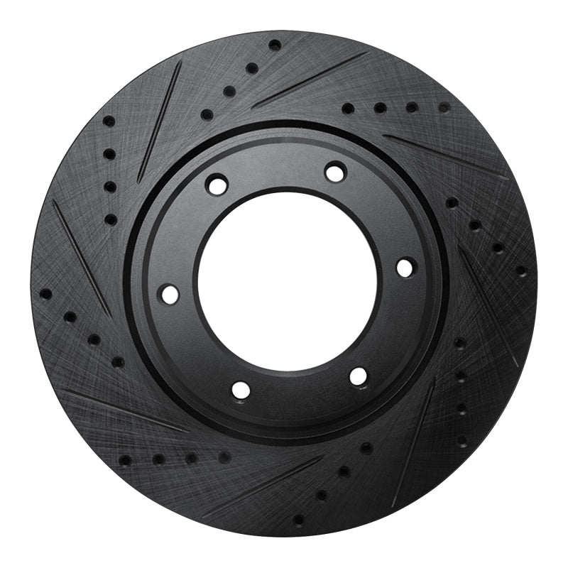 R1 93-97 Lexus LX450 Front Left Drilled & Slotted Black Brake Rotor-Brake Rotors - Slot & Drilled-Grocery Getter Performance
