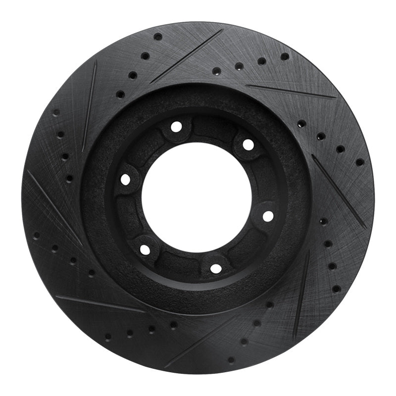 R1 93-97 Lexus LX450 Front Right Drilled & Slotted Black Brake Rotor-Brake Rotors - Slot & Drilled-Grocery Getter Performance