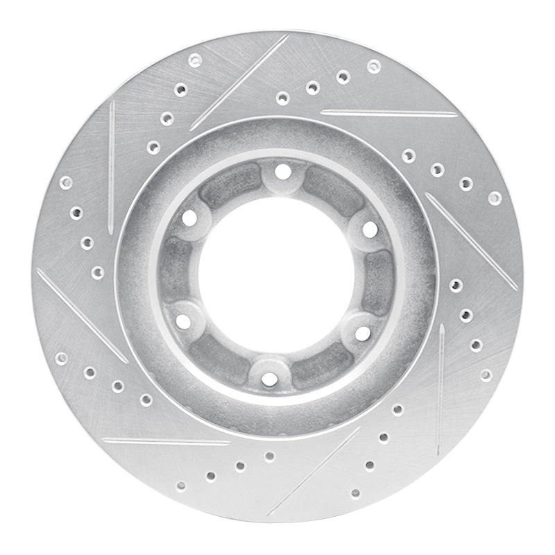 R1 93-97 Lexus LX450 Front Right Drilled & Slotted Silver Brake Rotor-Brake Rotors - Slot & Drilled-Grocery Getter Performance