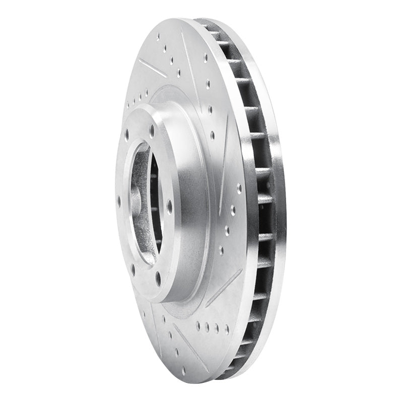 R1 93-97 Lexus LX450 Front Right Drilled & Slotted Silver Brake Rotor-Brake Rotors - Slot & Drilled-Grocery Getter Performance
