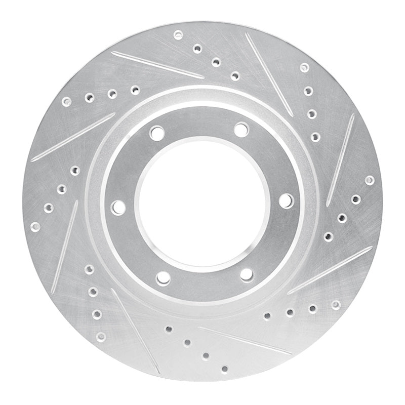 R1 93-97 Lexus LX450 Front Right Drilled & Slotted Silver Brake Rotor-Brake Rotors - Slot & Drilled-Grocery Getter Performance