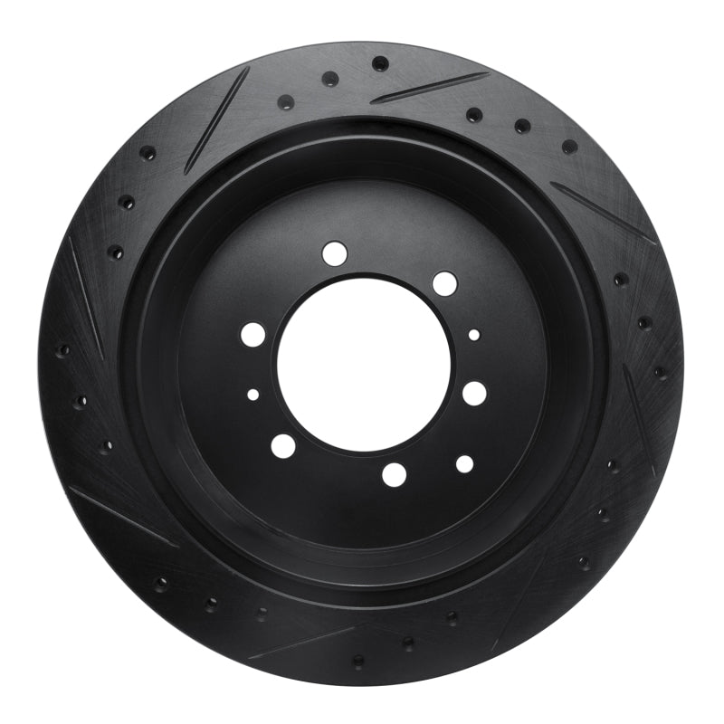 R1 93-97 Lexus LX450 Rear Right Drilled & Slotted Black Brake Rotor-Brake Rotors - Slot & Drilled-Grocery Getter Performance
