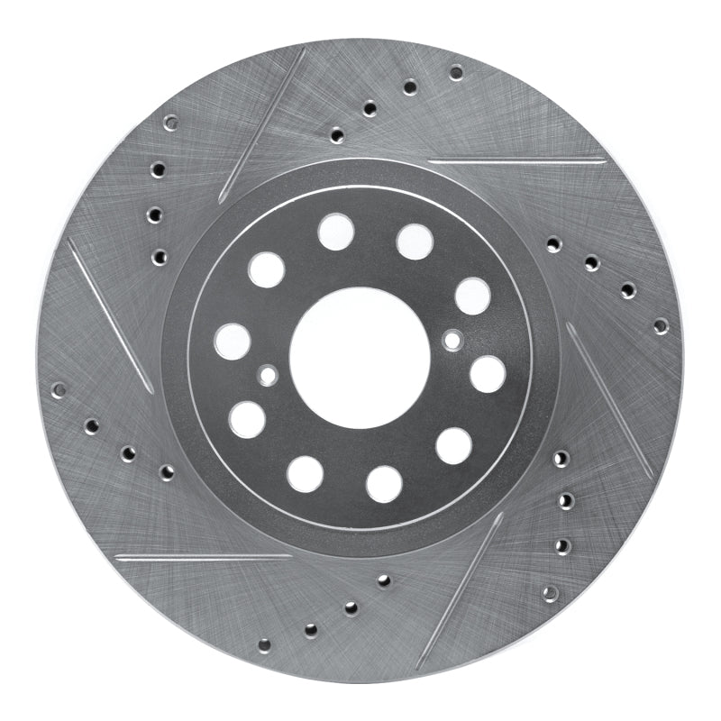 R1 93-98 Toyota Supra Front Left Drilled & Slotted Silver Brake Rotor-Brake Rotors - Slot & Drilled-Grocery Getter Performance