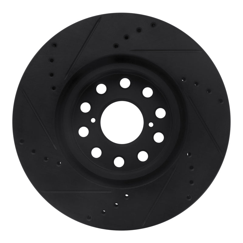 R1 93-98 Toyota Supra Front Right Drilled & Slotted Black Brake Rotor-Brake Rotors - Slot & Drilled-Grocery Getter Performance