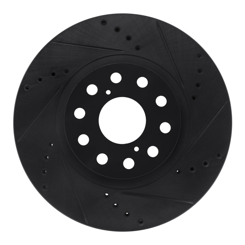 R1 93-98 Toyota Supra Front Right Drilled & Slotted Black Brake Rotor-Brake Rotors - Slot & Drilled-Grocery Getter Performance