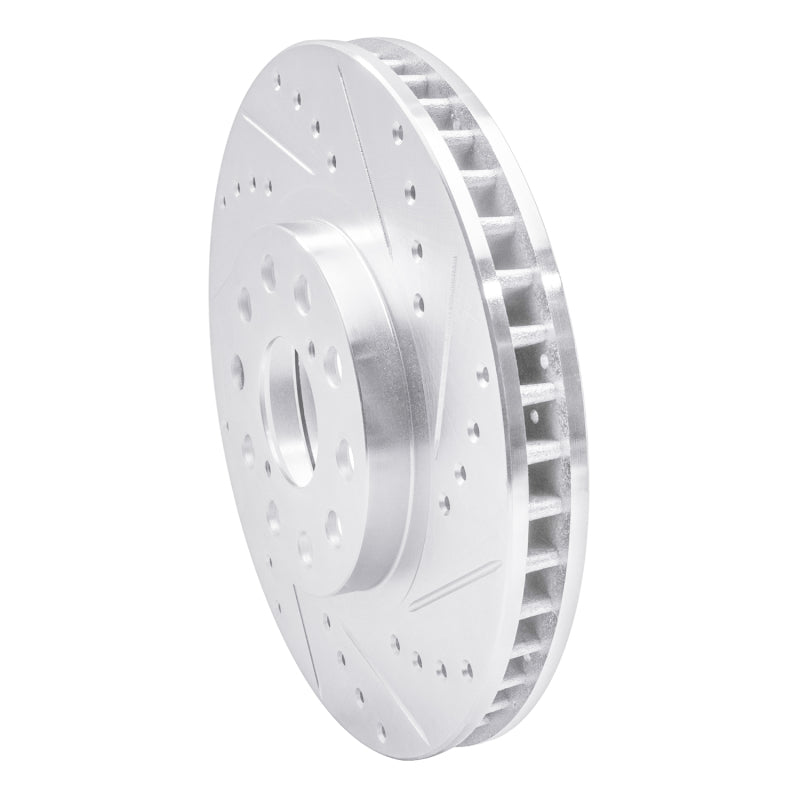 R1 93-98 Toyota Supra Front Right Drilled & Slotted Silver Brake Rotor-Brake Rotors - Slot & Drilled-Grocery Getter Performance