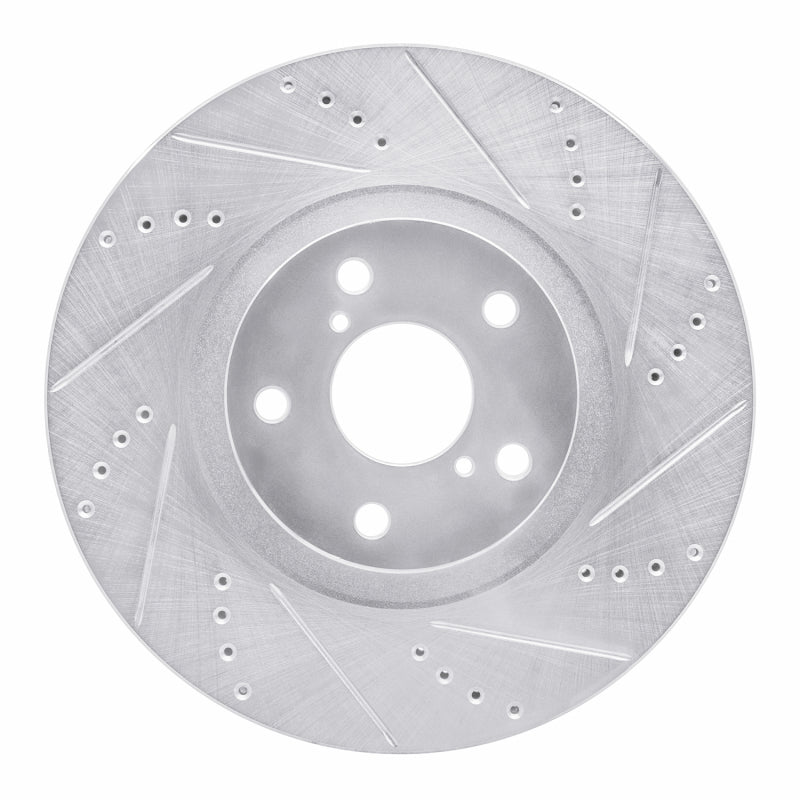 R1 93-98 Toyota Supra Left Front Drilled & Slotted Silver Brake Rotor-Brake Rotors - Slot & Drilled-Grocery Getter Performance