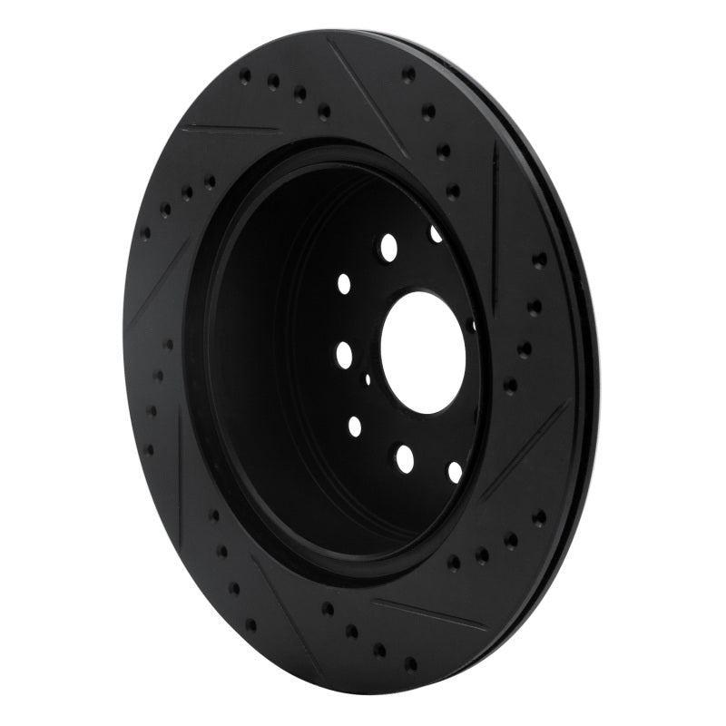 R1 93-98 Toyota Supra Rear Left Drilled & Slotted Black Brake Rotor-Brake Rotors - Slot & Drilled-Grocery Getter Performance