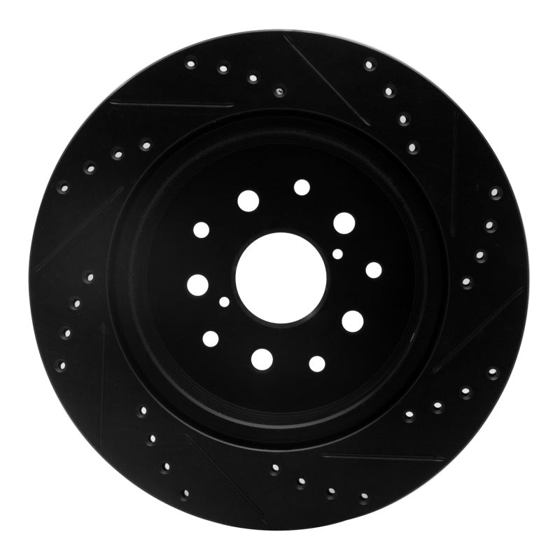 R1 93-98 Toyota Supra Rear Left Drilled & Slotted Black Brake Rotor-Brake Rotors - Slot & Drilled-Grocery Getter Performance