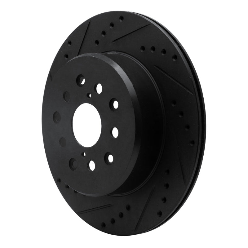 R1 93-98 Toyota Supra Rear Left Drilled & Slotted Black Brake Rotor-Brake Rotors - Slot & Drilled-Grocery Getter Performance